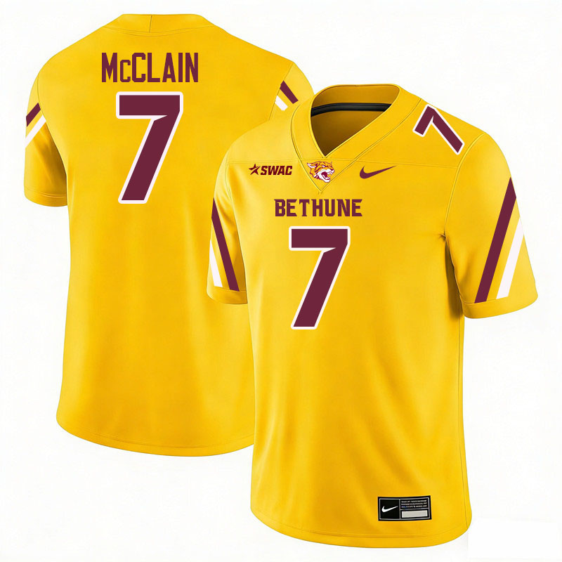 Bethune-Cookman Wildcats #7 Timmy McClain College Football Jerseys,Uniforms-Gold